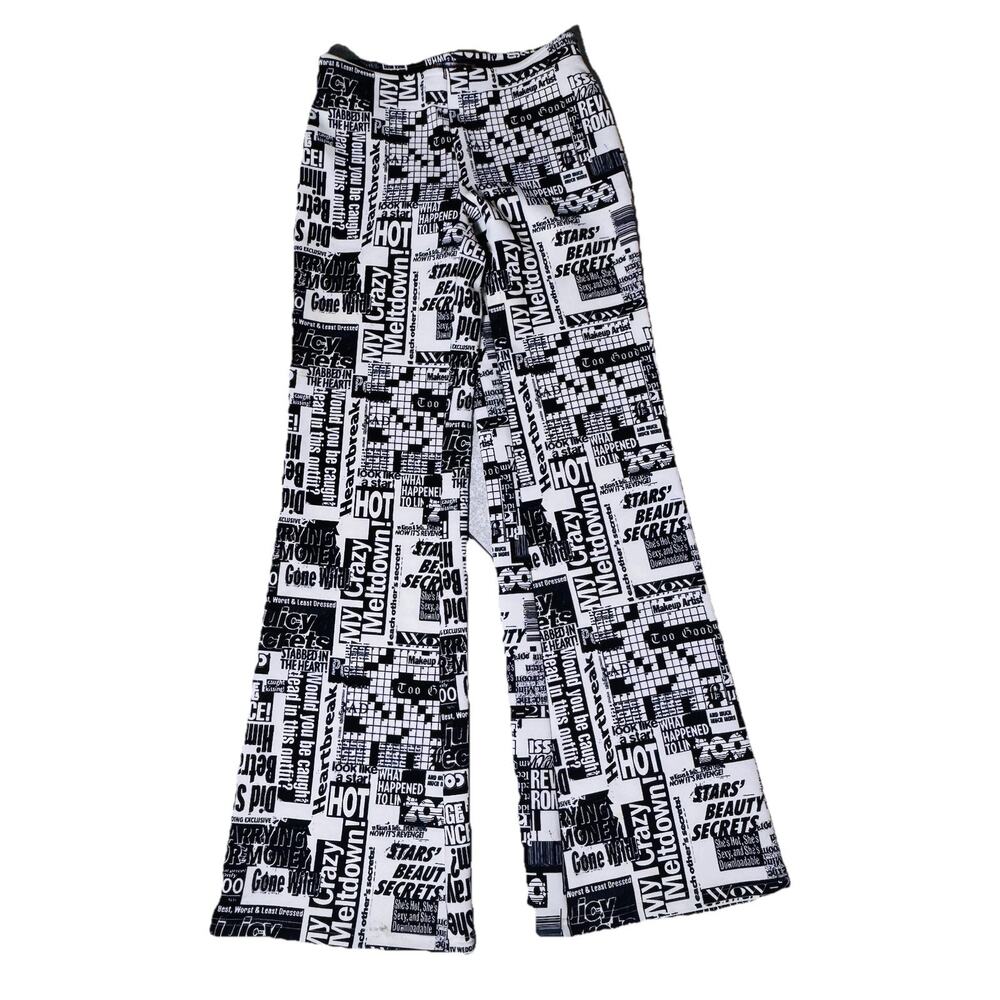 Urban Outfitters Newspaper Wide Leg Pull On Stretch Leggings Pants XS Boho Artsy